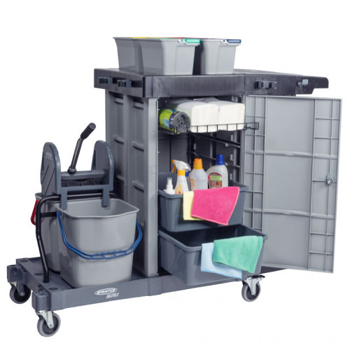 Upratovací vozík s uzamikatelnou skrinkou MatriX